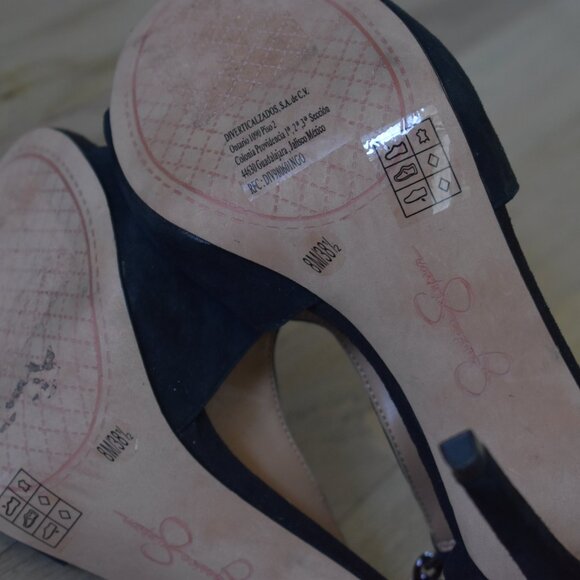 Jessica Simpson Rexa Dress Faux Suede Sandals with Chain in Black - Picture 7 of 8